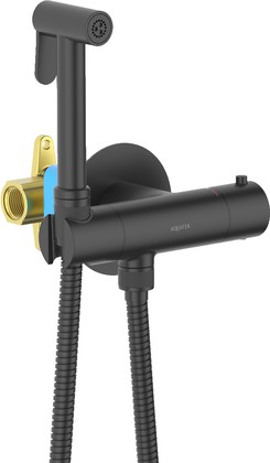 Гигиенический душ с термостатом Aquatek Оберон, встраиваемый, чёрный матовый AQ1027MB