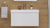 Тумба с раковиной Velvex Edge 800-0-1 (9696) навесная, белый глянец tp.EDG.9696.80.1Y белый глянец + 9696-80
