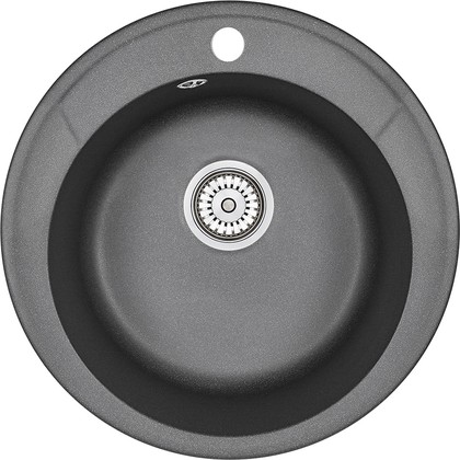 Кухонная мойка Granula Standart 4802, d480, круглая, кварц, Чёрный 4802, ЧЁРНЫЙ