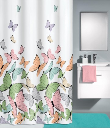 Шторка для ванной Kleine Wolke Butterflies Multicolor 180x200см, 100% полиэстер 5282148305