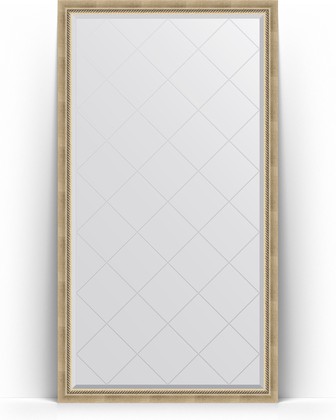 Зеркало Evoform Exclusive-G Floor 1080x1980 пристенное напольное, с гравировкой, в багетной раме 70мм, состаренное серебро с плетением BY 6342