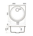 Кухонная мойка Omoikiri Akegata 51-PA, полукруглая, Artgranite, пастила 4993754