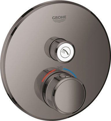 Термостат для душа Grohe Grohtherm SmartControl круглый, 1 потребитель, тёмный графит глянцевый 29118A00