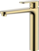Смеситель для раковины Aquatek Ника высокий 190, без донного клапана, шлифованное золото AQ1804BG