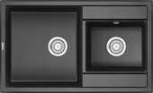 Кухонная мойка Granula 8201, 820x500, накладная, двойная, кварц,Чёрный 8201, ЧЁРНЫЙ