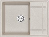 Кухонная мойка Granula 6501, 655x500, накладная, с крылом, кварц, Пирит 6501, ПИРИТ