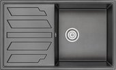 Кухонная мойка Granula 8601, 860x500, накладная, с крылом, кварц,Чёрный 8601, ЧЁРНЫЙ