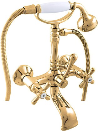 Смеситель для ванны RAV Slezak Morava Retro, с душевым набором, золото MK160.5/2Z