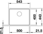 BLANCO SUBLINE 500-IF Схема с размерами: вид сверху