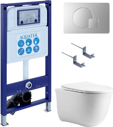 Унитаз с инсталляцией Aquatek Классик cm-068 4в1 (кнопка KDI-0000068 +унитаз AQ1112-00 +сиденье soft close) SET AQUATEK КЛАССИК cm-068 4в1