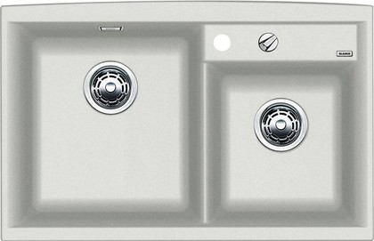 Кухонная мойка основная чаша слева, без крыла, с клапаном-автоматом, гранит, серый шёлк Blanco Axia II 8 516885