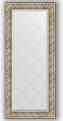 Зеркало Evoform Exclusive-G 700x1600 с гравировкой, в багетной раме 106мм, барокко серебро BY 4166