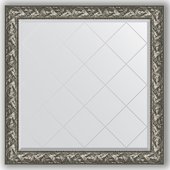 Зеркало Evoform Exclusive-G 1090x1090 с гравировкой, в багетной раме 99мм, византия серебро BY 4458