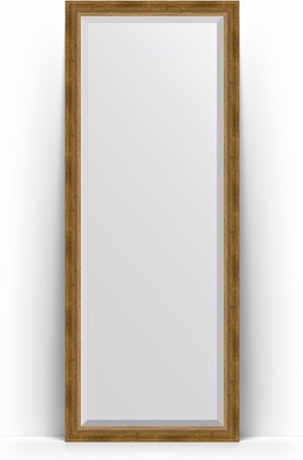 Зеркало Evoform Exclusive Floor 780x1980 пристенное напольное, с фацетом, в багетной раме 70мм, состаренная бронза с плетением BY 6103