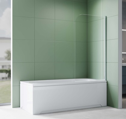 Шторка на ванну Aquatek 800x1500, одноэлементная, поворотная, стекло прозрачное 6мм угол круглый, профиль хром AQ.BSRC.080.1CH