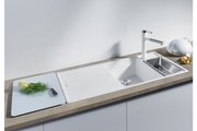 Кухонная мойка Blanco Axia III 6S, клапан-автомат, доска из белого стекла, чаша слева, антрацит 524653