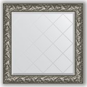 Зеркало Evoform Exclusive-G 890x890 с гравировкой, в багетной раме 99мм, византия серебро BY 4329