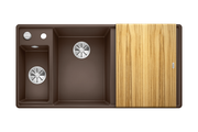 Кухонная мойка Blanco Axia III 6S, клапан-автомат, разделочный столик из ясеня, чаша слева, кофе 524652