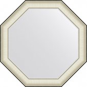 Зеркало Evoform Octagon 74x74, восьмиугольное, в багетной раме, белая кожа с хромом 78мм BY 7441