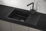 Кухонная мойка Granula Estetica ES-7807, 780x500, с крылом, кварц, Шварц (чёрный металлик) 7807, ШВАРЦ