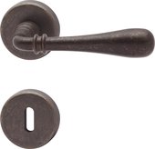 Ручка дверная Colombo Ida, с круглой розеткой d50, с накладкой классик, античная бронза ID31R bronzo antico