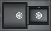 Кухонная мойка Granula 8201, 820x500, накладная, двойная, кварц, Шварц (чёрный металлик) 8201, ШВАРЦ
