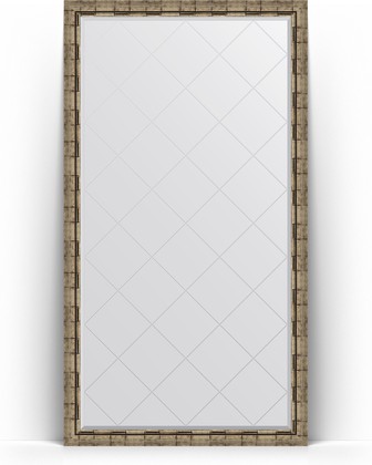 Зеркало Evoform Exclusive-G Floor 1080x1980 пристенное напольное, с гравировкой, в багетной раме 73мм, серебряный бамбук BY 6347