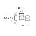 Угловой вентиль Grohe, 1/2x1/2" для подключения смесителей, 10шт в коробке, хром 2201600M