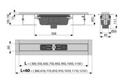 Душевой лоток Alcaplast, 550мм, с порогами для решётки и вертикальным стоком, нержавеющая сталь APZ1001-550