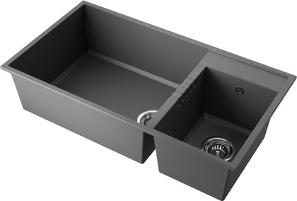 Кухонная мойка Omoikiri Tedori 85-2-U-PL, две чаши, Tetogranit, платина 4993947