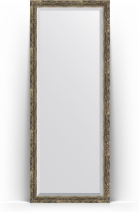 Зеркало Evoform Exclusive Floor 780x1980 пристенное напольное, с фацетом, в багетной раме 70мм, старое дерево с плетением BY 6105