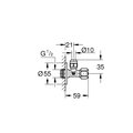 Угловой вентиль Grohe, 1/2x3/8" для подключения смесителей, самоуплотняющееся резьбовое соединение, 1шт, хром 22023000