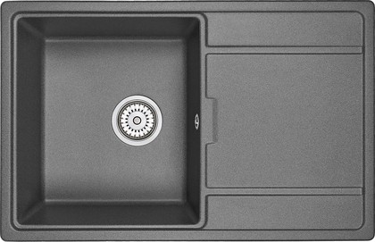 Кухонная мойка Granula 7804, 780x500, накладная, с крылом, кварц, Графит 7804, ГРАФИТ