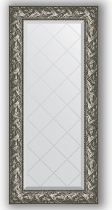 Зеркало Evoform Exclusive-G 590x1280 с гравировкой, в багетной раме 99мм, византия серебро BY 4071