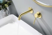 Смеситель для раковины настенный Aquatek Европа внешняя и скрытая часть, шлифованное золото AQ1313BG