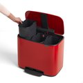 Бак для мусора Brabantia Bo Pedal Bin 3x11л, трёхсекционный, красный 121029