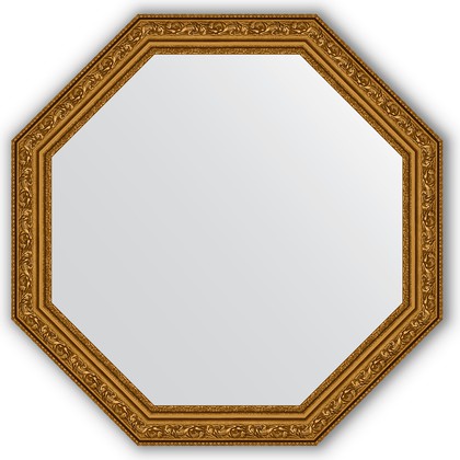 Зеркало Evoform Octagon 604x604 в багетной раме 57мм, виньетка состаренное золото BY 3689