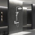 Душевая система со смесителем AQUAme, каскадный излив, верхний душ 260, ручной душ 3jet, белый матовый AQM8009W
