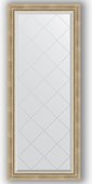 Зеркало Evoform Exclusive-G 630x1530 с фацетом и гравировкой, в багетной раме 70мм, состаренное серебро с плетением BY 4132