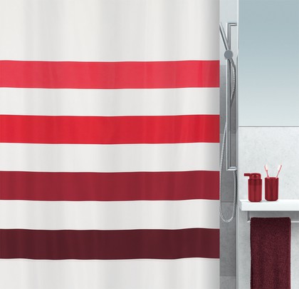 Штора для ванной 180x200см текстильная красная Spirella Four 1016269