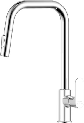 Смеситель для кухни Aquatek Альфа, выдвижной излив 2jet, хром AQ1984CR