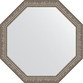 Зеркало Evoform Octagon 650x650 в багетной раме 56мм, виньетка состаренное серебро BY 3968
