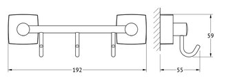 Вешалка для полотенец FBS Esperado, с 3-мя крючками, 20см, хром ESP 024