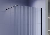 Душевая перегородка Aquatek Walk in с держателем 1400x2000, стекло прозрачное рифленое 8мм, профиль чёрный AQ.WI.140.2BL
