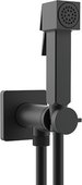 Гигиенический душ Bossini Cube, прогрессивный смеситель, лейка с клапаном, шланг Cromolux, чёрный матовый E38003B.073