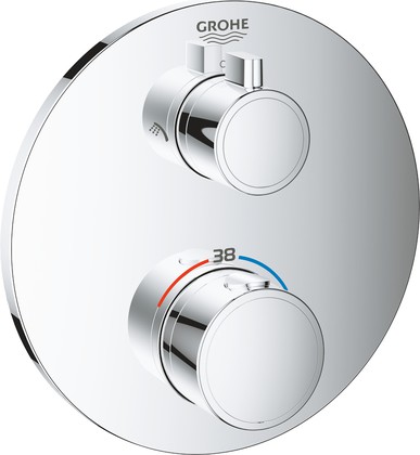 Термостат для душа Grohe Grohtherm встраиваемый, с переключателем на 2 положения верхний душ / ручной душ, круглая розетка, хром 24076000