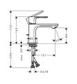 Смеситель для раковины Hansgrohe Rebris E 80 CoolStart, сливной гарнитур, матовый чёрный 72553670