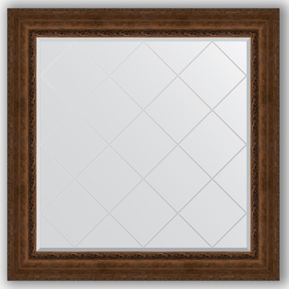 Зеркало Evoform Exclusive-G 1120x1120 с гравировкой, в багетной раме 120мм, состаренная бронза с орнаментом BY 4472