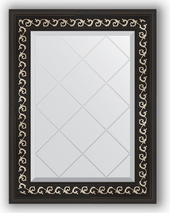 Зеркало Evoform Exclusive-G 550x720 с гравировкой, в багетной раме 81мм, чёрный ардеко BY 4010