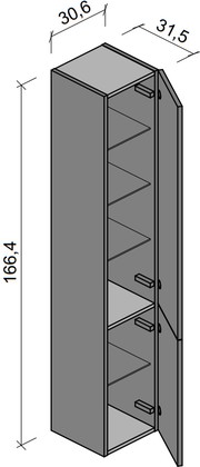 Шкаф-пенал для ванной Verona Solo, 1664x300, подвесной, две дверки, LVS панели SL302(L/R)L
